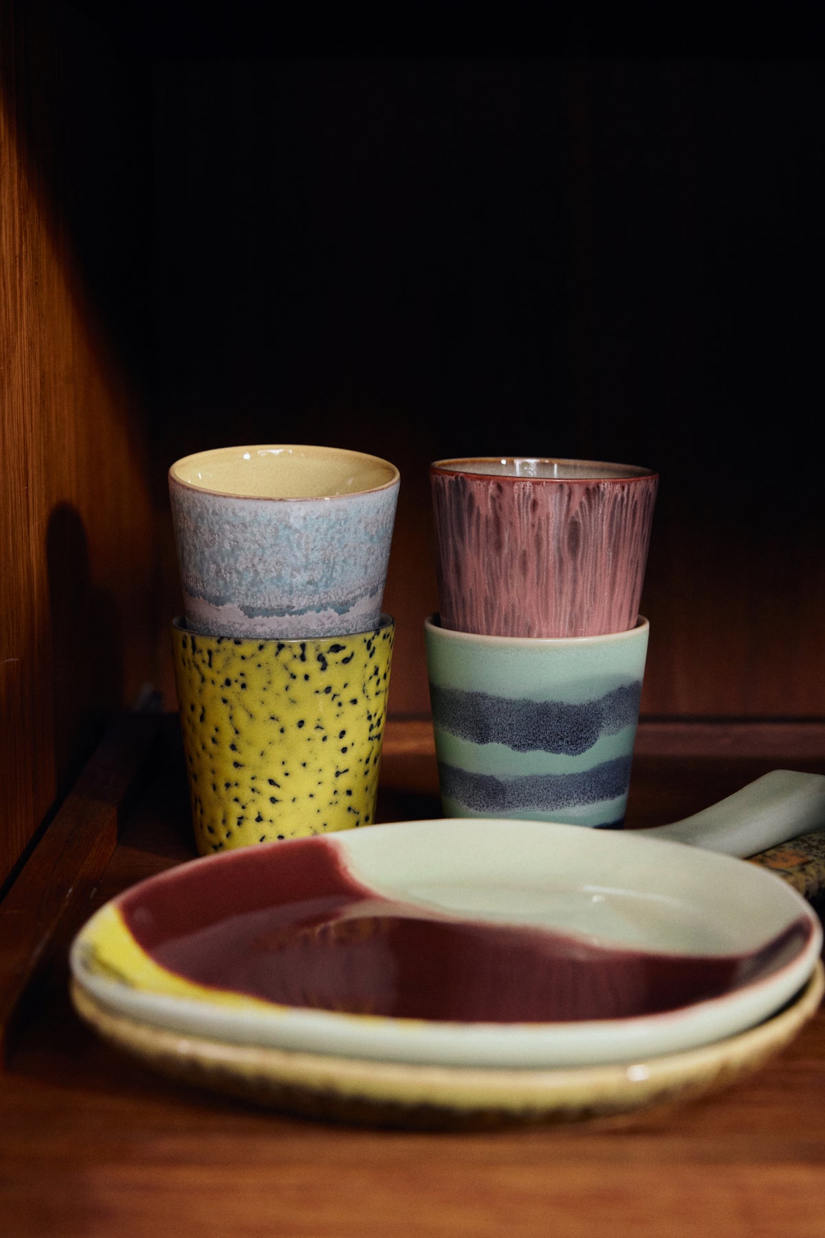 70s ceramics: Coffee mugs 4er-Set