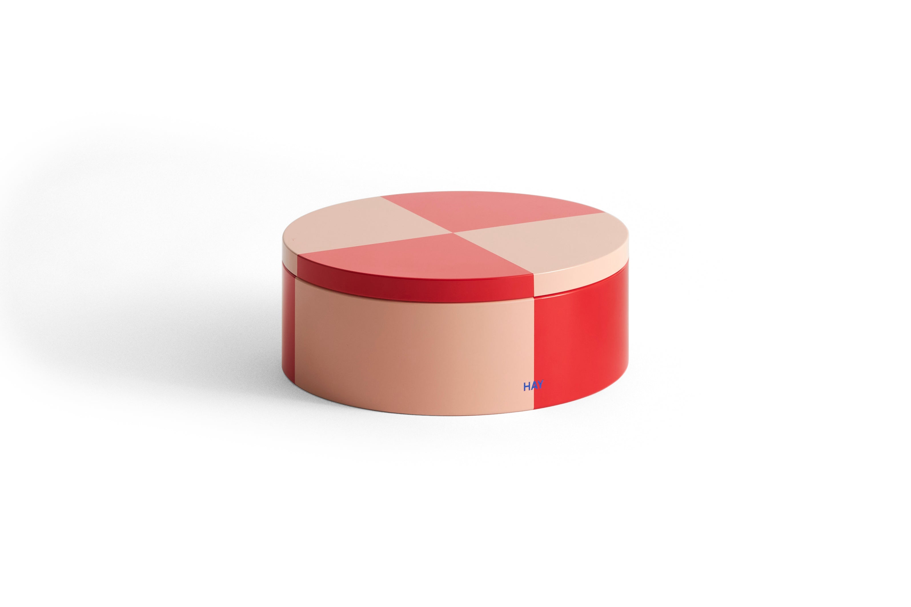 TIN CONTAINER-ROUND-RED AND SOFT PINK