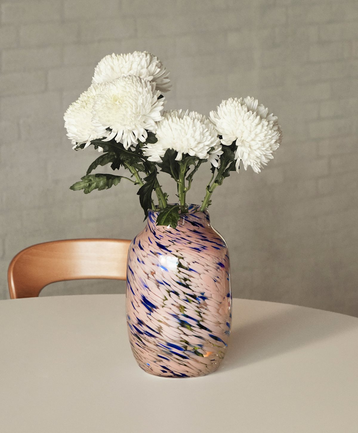SPLASH VASE ROUND-LARGE-LIGHT PINK AND BLUE